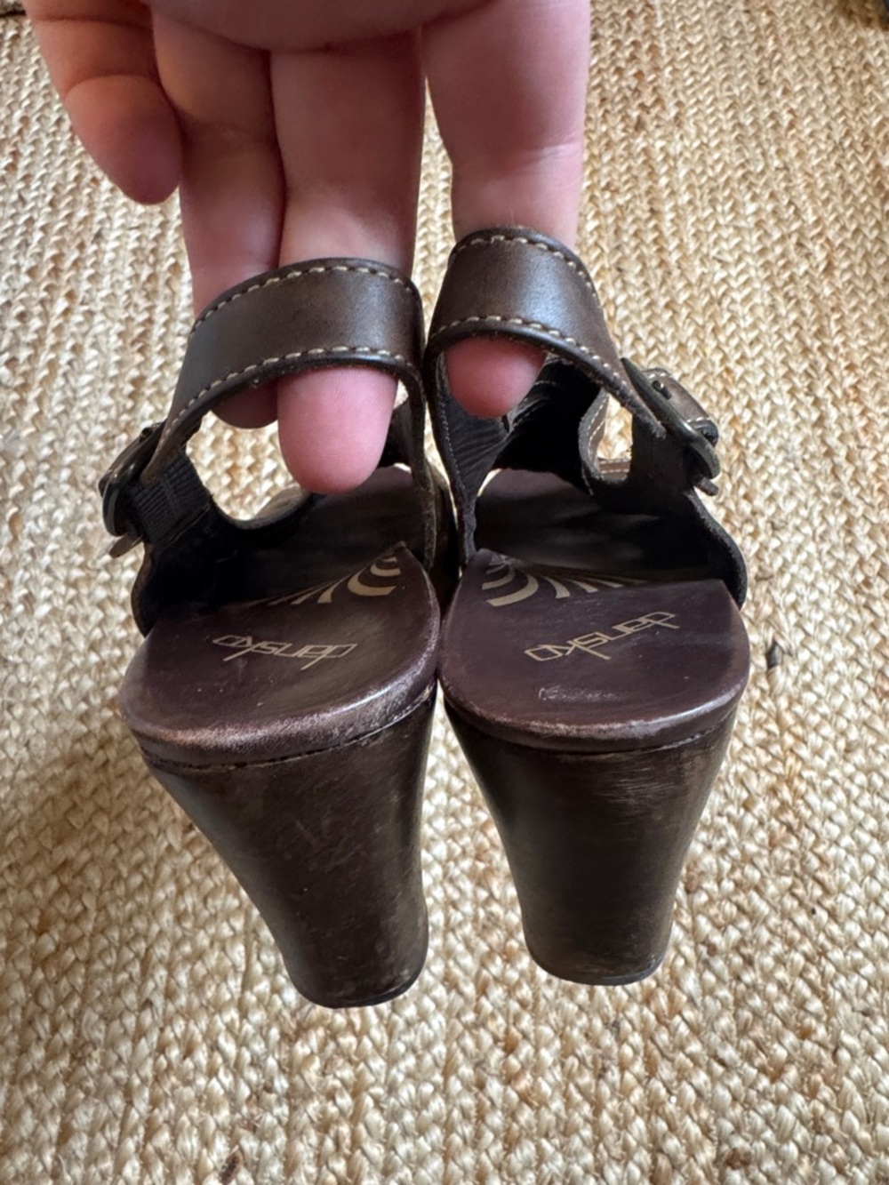 Dansko 41 Brown Rowena Slingback Sandals Dark Brown Wool Heel - Picture 5 of 7